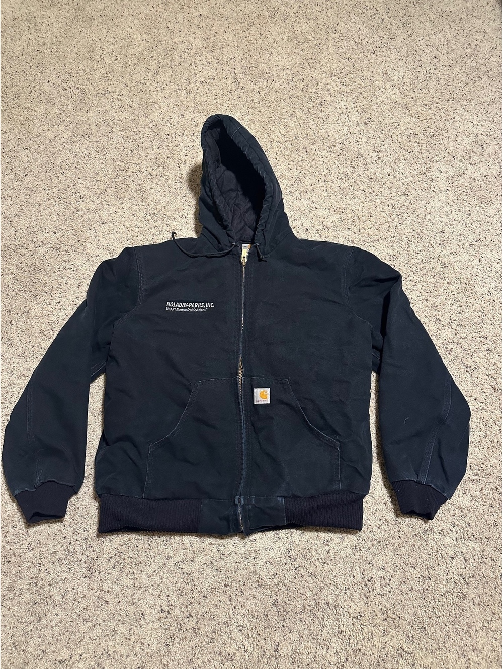 Vintage Carhartt J140 BLK Firm Duck Quilted Work Jacket Medium Made in USA